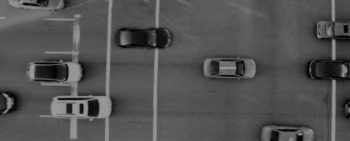 Birds eye view of a fleet of vehicles